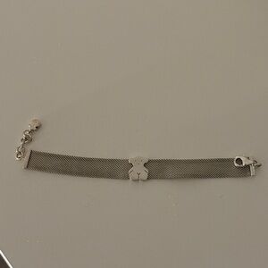 Tous Silver Mesh Bracelet with Bear Charm